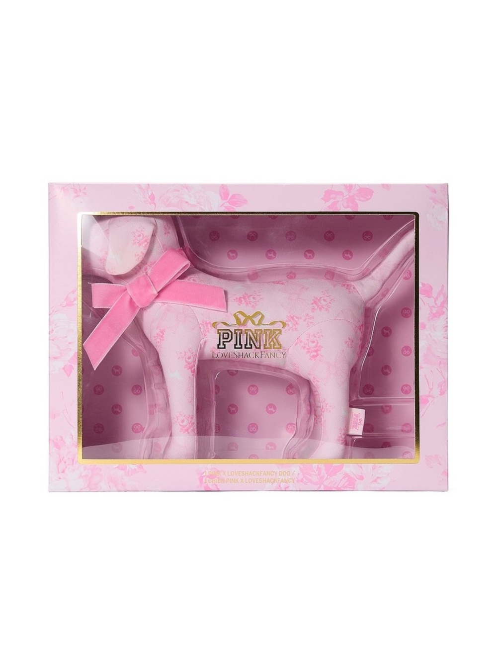 Victorias Secret PINK x LoveShackFancy Beaux Icons Plush Dog OS Pink Floral - Picture 1 of 4